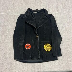 Vintage Corduroy Blazer Women's Small Black 1960s Graduation Patches‎ Wooster